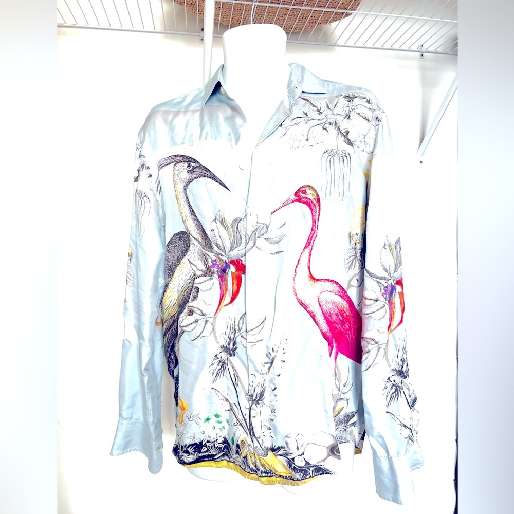 Etro blue silk shirt size 48 regular